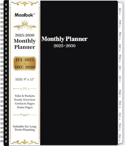 2024-2029 Monthly Planner/Calendar - Jul 2024 - Jun 2029, 5 Year Monthly Planner with Tabs & Celebrity Quotes, 9" x 11", Famous Quotes, Two-Side Pocket, Suitable for Long-Term Planning, Black in Kuwait