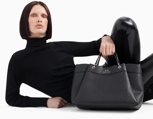 حقيبة تسوق Wave كبيرة للنساء من Armani Exchange، لون أسود، مقاس واحد in Saudi Arabia