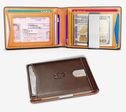 Slim Wallet Men,Leather Wallet Money Clip Gift for Men 11 Cards 3"X4.3",RFID Blocking in Saudi Arabia