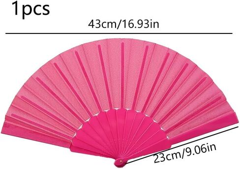 Pure Color Folding Fan Plastic Chinese Style Handheld Folding Fan for Dancing, Colorful Decoration Clothing Accessory, Rose Red in Saudi Arabia