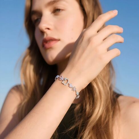 2 Pcs Rhinestone Charm Bracelet Set for Women,Cute Design Adjustable Bracelets for Everyday & Special Occasions in Saudi Arabia
