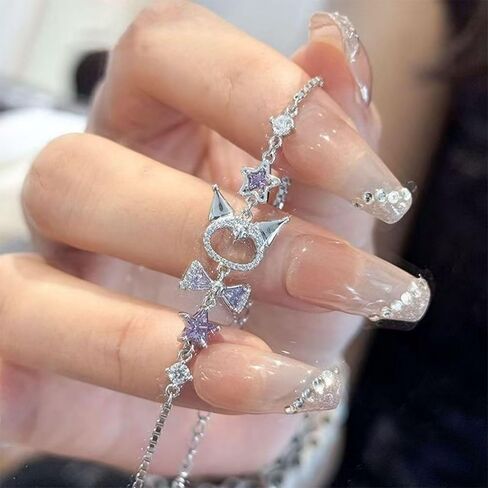 2 Pcs Rhinestone Charm Bracelet Set for Women,Cute Design Adjustable Bracelets for Everyday & Special Occasions in Saudi Arabia