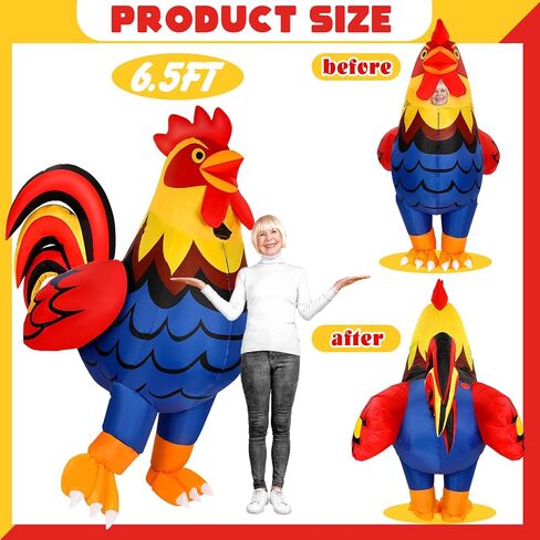 Jenaai Inflatable Chicken Costume for Adult Blow up Rooster Suit with Blowers Transparent Window Design Funny Halloween Cosplay Costume for Men Women Birthday Christmas Party in Saudi Arabia