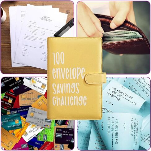100 Envelopes Money Saving Challenge, 100 Envelope Challenge Binder, Easy and Fun Way to Save $5,050, Savings Challenges Budget Book Binder with Cash Envelopes for Office,Home,School (Yellow) in Saudi Arabia