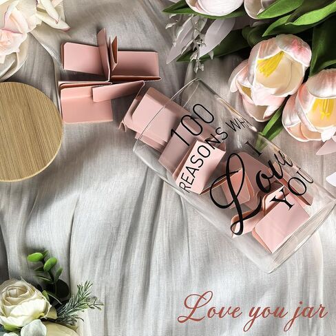 جرة ذاكرة الحب للملاحظات، هدايا للأزواج في الذكرى السنوية لصديقها وصديقتها وزوجها وهدايا عيد الميلاد لأسباب لماذا أحبك، جرة للذكرى السنوية والخطوبة وحفلات الزفاف باللون الوردي in Kuwait
