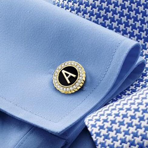 Fashion Cuff Links for Men, Tie Clip & Brooch (Set of 4), Gold Dress Suit Jewelry Accessories with Engraved Letter A for Formal Business, Wedding, Anniversaries in Saudi Arabia