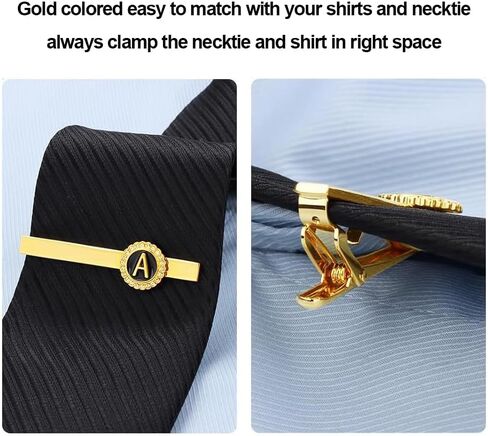 Fashion Cuff Links for Men, Tie Clip & Brooch (Set of 4), Gold Dress Suit Jewelry Accessories with Engraved Letter A for Formal Business, Wedding, Anniversaries in Saudi Arabia