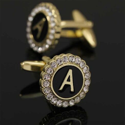 Fashion Cuff Links for Men, Tie Clip & Brooch (Set of 4), Gold Dress Suit Jewelry Accessories with Engraved Letter A for Formal Business, Wedding, Anniversaries in Saudi Arabia