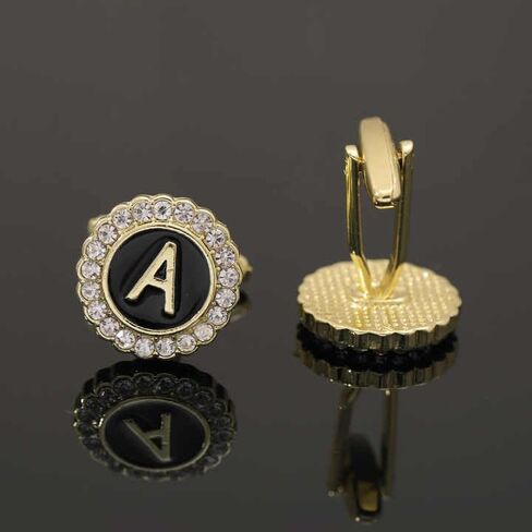 Fashion Cuff Links for Men, Tie Clip & Brooch (Set of 4), Gold Dress Suit Jewelry Accessories with Engraved Letter A for Formal Business, Wedding, Anniversaries in Saudi Arabia