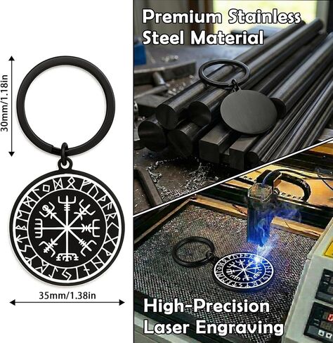 Viking Gifts - Viking Compass Keychain, Norse Protection Symbol Gift - Nordic Amulet Key Ring for Everyday Carry in Saudi Arabia