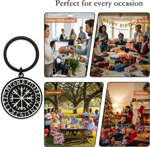 Viking Gifts - Viking Compass Keychain, Norse Protection Symbol Gift - Nordic Amulet Key Ring for Everyday Carry in Saudi Arabia