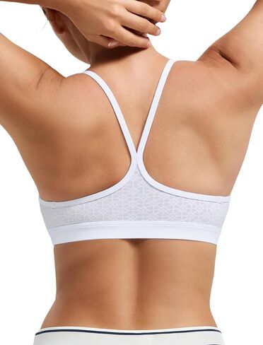 Yvette Spaghetti Mesh Back U Neck Yoga Sports Bras with Removable Cups Light Support Wireless Cropped Tank Top in Saudi Arabia