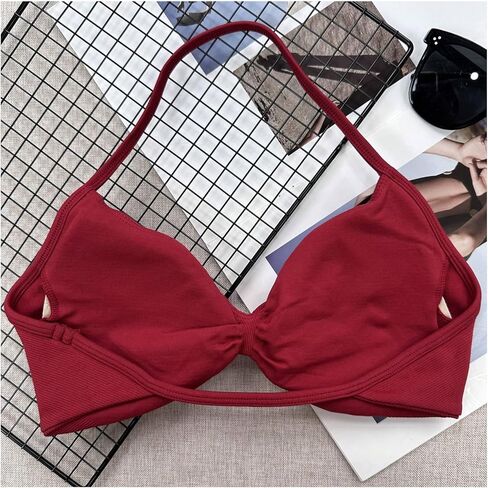 SHENHE Women's Halter Sports Bra Open Back Padded Open Back Stretch Workout Gym Bra in Saudi Arabia