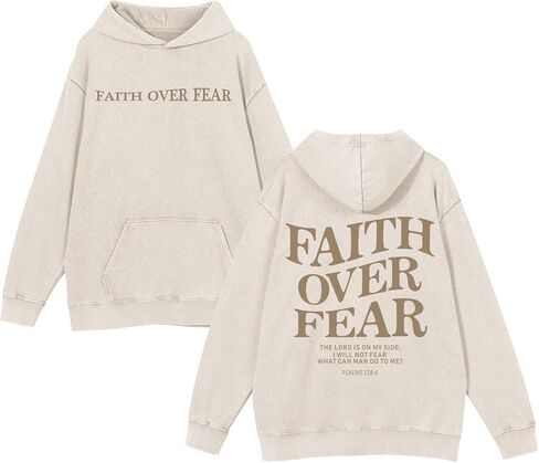 Christian Faith Over Fear Hoodies for Men Jesus Religious Graphic Sweatshirt Bible Verse Acid Wash Pullover Hoodie in Saudi Arabia