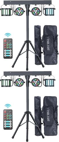 5 in 1 Dj Lights with Stand 5.9ft,Led Dj Par Lights+Effect Strobe Lights Dj Disco Lights Party Lights Dj Lights for Parties Indoor DMX&Remote Control Mobile Stage Lighting with Carry Bag (Black 1PC) in Saudi Arabia