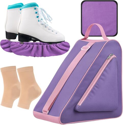 4 Pcs Skating Bag Set Ice Skate Blade Covers Towel Ankle Bone Protection for Boots Skate Large Skate Bag Quad Skates Inline Skate and Most Roller Skate Accessories in Saudi Arabia