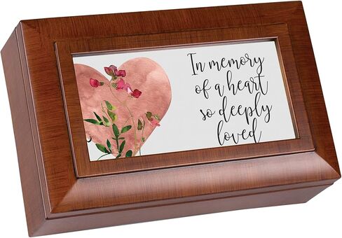 Cottage Garden in Memory of A Heart So Deeply Loved Rope Trim Woodgrain Petite Music Box Plays Tune Amazing Grace in Saudi Arabia