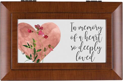 Cottage Garden in Memory of A Heart So Deeply Loved Rope Trim Woodgrain Petite Music Box Plays Tune Amazing Grace in Saudi Arabia