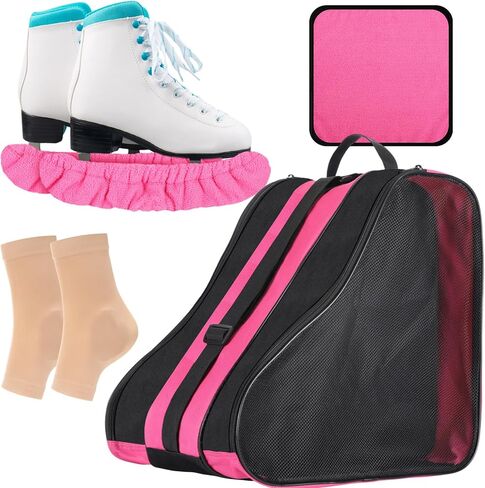 4 Pcs Skating Bag Set Ice Skate Blade Covers Towel Ankle Bone Protection for Boots Skate Large Skate Bag Quad Skates Inline Skate and Most Roller Skate Accessories in Saudi Arabia