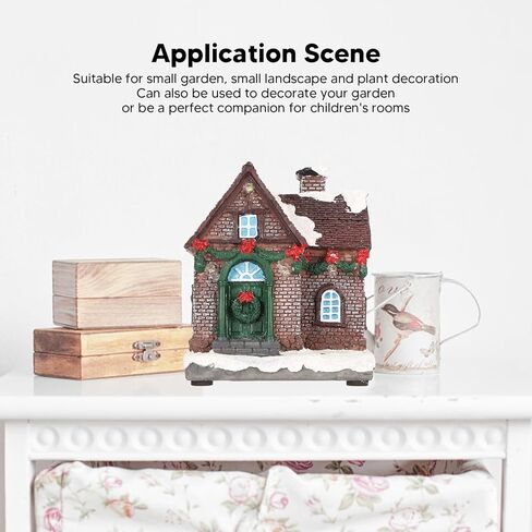 Christmas Village House, Snowy Small House with Vivid 3D Texture LED Lighted Christmas Decoration, with Warm Lights, for Home Decor Garden Landscape (A) in Saudi Arabia