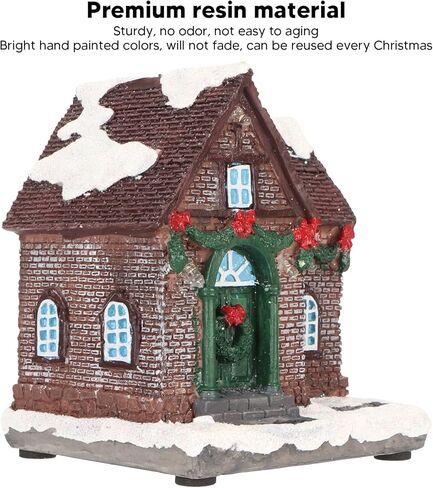 Christmas Village House, Snowy Small House with Vivid 3D Texture LED Lighted Christmas Decoration, with Warm Lights, for Home Decor Garden Landscape (A) in Saudi Arabia
