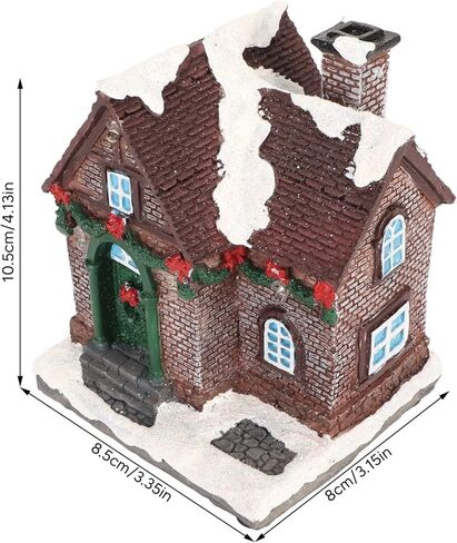 Christmas Village House, Snowy Small House with Vivid 3D Texture LED Lighted Christmas Decoration, with Warm Lights, for Home Decor Garden Landscape (A) in Saudi Arabia