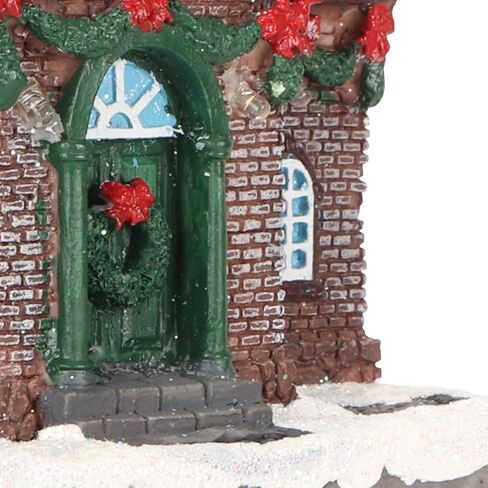 Christmas Village House, Snowy Small House with Vivid 3D Texture LED Lighted Christmas Decoration, with Warm Lights, for Home Decor Garden Landscape (A) in Saudi Arabia