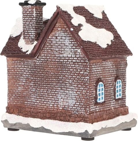 Christmas Village House, Snowy Small House with Vivid 3D Texture LED Lighted Christmas Decoration, with Warm Lights, for Home Decor Garden Landscape (A) in Saudi Arabia