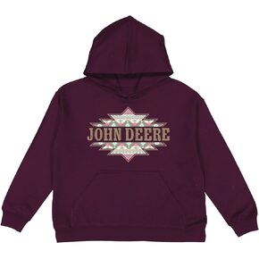 John Deere Youth Girls Aztec Badge Glitter Sparkle Series Hoodie in Burgundy in Saudi Arabia