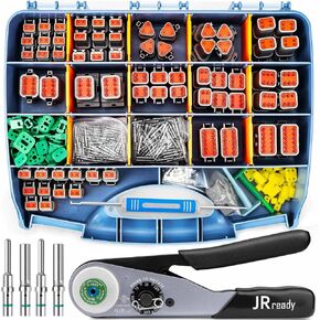 JRready DTP&DTHD Deutsch Connector Crimp Tool Kit ST6361 Contains DTP 2,4 Pin and DTHD 1 Pin Automotive Electrical Connectors with 12# Solid Contacts and Deutsch Crimp Tool ACT-HDT-12DTP in Kuwait