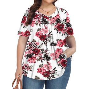 قمصان Tencede للسيدات بمقاسات كبيرة وأكمام قصيرة ورقبة على شكل حرف V كاجوال فضفاضة مناسبة للصيف in Kuwait