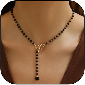 Pearl Bow Necklace for Women Long Pearl Lariat Necklace Bowknot Y Necklace Christmas Party Jewelry Gifts in Saudi Arabia