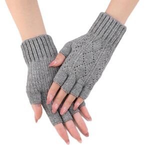 Fingerless Gloves For Womens - Winter Thermal Gloves Warm Soft Knit Half Fingers Mittens for Driving Working Typing in Saudi Arabia