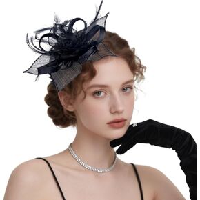 Pretty Jolly Fascinators Hats for Women Tea Party Hat Feather Headwear with Veils for Wedding & Garden Party in Saudi Arabia
