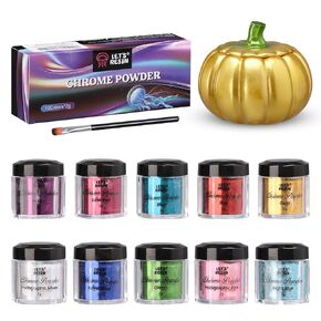 LET'S RESIN Chrome Powder,10 Colors Metallic Mirror Effect Chrome Powder for Nail, Holographic Pigment for Epoxy Resin, Slime, Crafting, Tumbler, Oil Painting in Kuwait