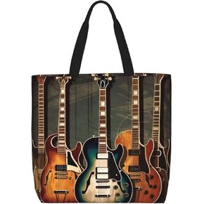 guitars art Tote Bags for Women Canvas Tote Purse Large Shoulder Bag Aesthetic Shopping Bags Reusable Grocery Bag Hobo Bags Casual Handbags, Top Zipper Closure in Saudi Arabia