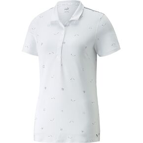PUMA GOLF Women's Standard Cloudspun H8 Golf Polo, Bright White-Navy Blazer, Small in Saudi Arabia