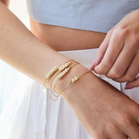 EVE'S ADDICTION 4 Peas in a Pod Simulated Pearl Bracelet - Gifts for Mom in Saudi Arabia