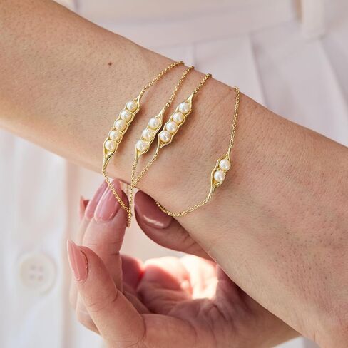 EVE'S ADDICTION 4 Peas in a Pod Simulated Pearl Bracelet - Gifts for Mom in Saudi Arabia