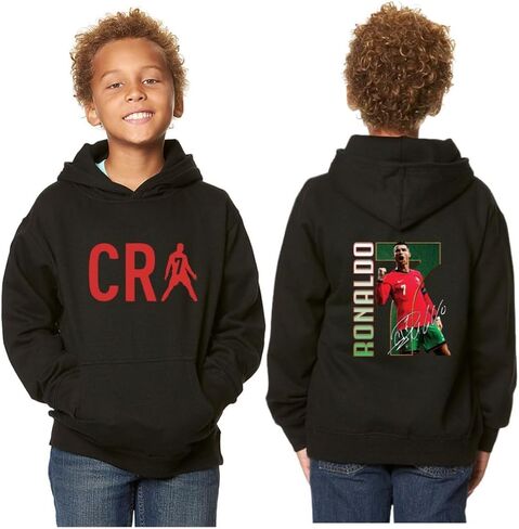 Portugal Number 7 Kids Hoodie – Soccer Fan Pullover Sweatshirt in Saudi Arabia