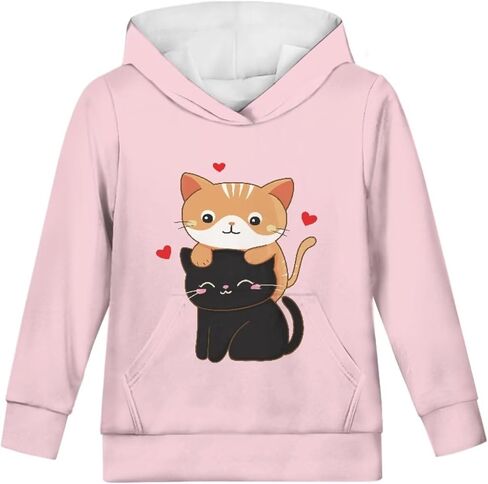 Cute Hoodie for Girls Hooded Long Sleeve Sweatshirts Youth Teen Crew Neck Pullover 6-16T in Saudi Arabia