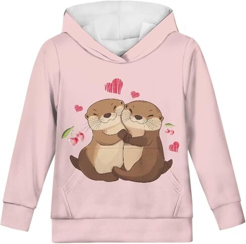 Cute Hoodie for Girls Hooded Long Sleeve Sweatshirts Youth Teen Crew Neck Pullover 6-16T in Saudi Arabia