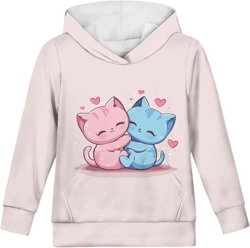 Cute Hoodie for Girls Hooded Long Sleeve Sweatshirts Youth Teen Crew Neck Pullover 6-16T in Saudi Arabia