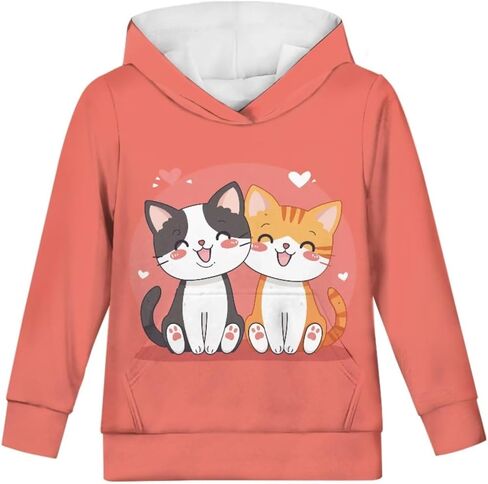 Cute Hoodie for Girls Hooded Long Sleeve Sweatshirts Youth Teen Crew Neck Pullover 6-16T in Saudi Arabia