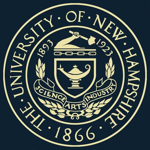 University of New Hampshire 10"w x 8"h Diploma Frame - Fits An Associate's, bachelor's and master's - Gold Embossed Diploma Frame - Cherry Moulding with Navy Matting - Officially Licensed in Saudi Arabia