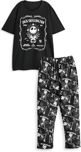 Disney The Nightmare Before Christmas Mens Pajama Set | Adults Jack Skellington Graphic Top & Long Leg PJ Bottoms in Black in Saudi Arabia