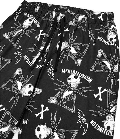 Disney The Nightmare Before Christmas Mens Pajama Set | Adults Jack Skellington Graphic Top & Long Leg PJ Bottoms in Black in Saudi Arabia