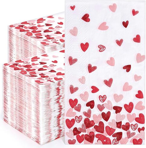 Homlouue 100 PCS Valentine Day Paper Fackins ، 3 Ply Tiny Love Hearts Napkins ، Valentine Diversible Guest Playels for Valentine Day Wedding Anniversary Superal Supplies Supplies Supplies in Kuwait