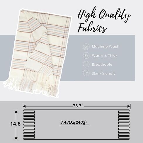 Women's Plaid-Scarf Soft-Wraps - Winter Cashmere-Feel-Shawl Cold-Weather Scarves with Tassels(26 * 70'') in Saudi Arabia