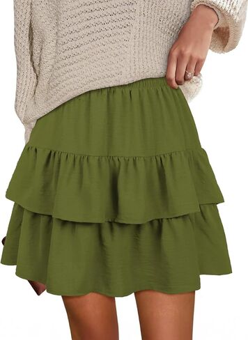 Berydress Ruffle Mini Skirts for Women 2025 High Waist Flowy Summer Vacation Casual Beach Boho Tiered Short Skirt in Kuwait